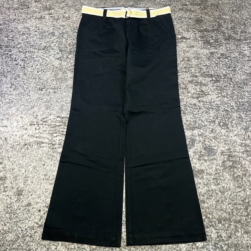 NWT Tommy Hilfiger Pants Womens 6‎ (32x31) Black Flare Wide Leg Pleated Y2K